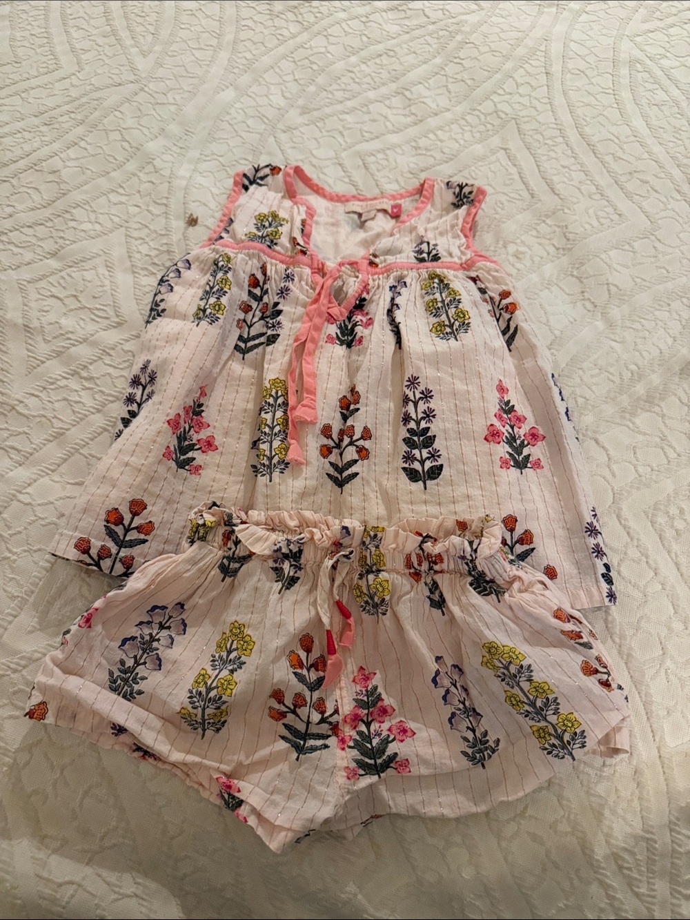 Pink Chicken Pink Floral Cotton Dress & Shorts Set